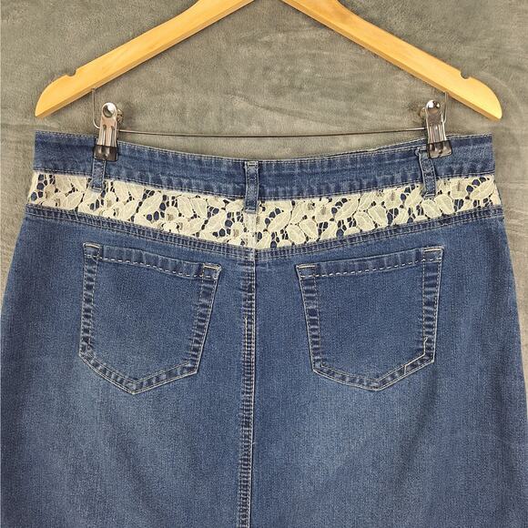 Womens Skirt 12 Boho Country Western Cowgirl Rodeo Ranch Denim Church Modest - Picture 7 of 8